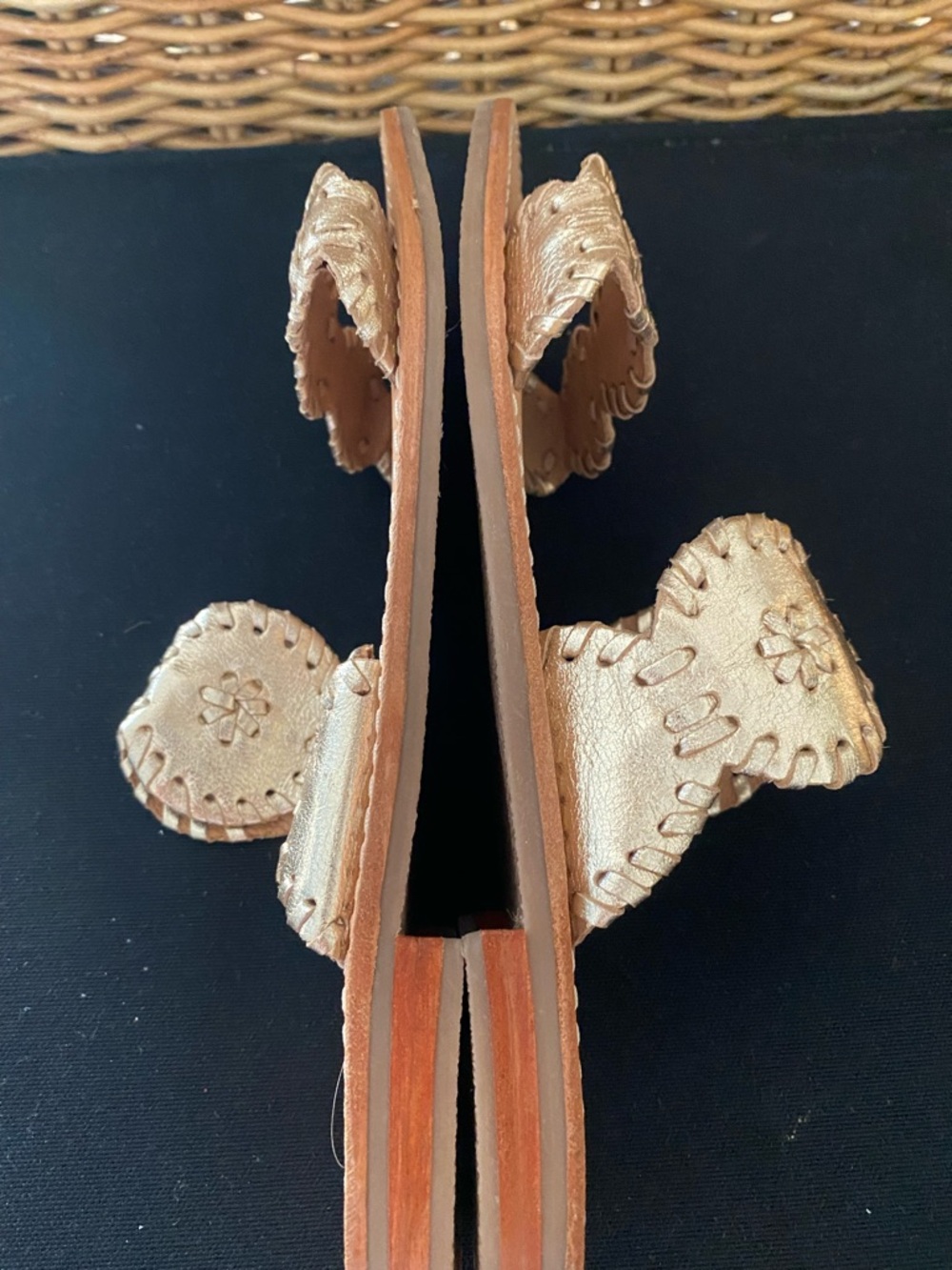 Jack Rogers  Lauren Flat Sandal Gold Sz 7.5 NWOT $138 - Picture 4 of 8